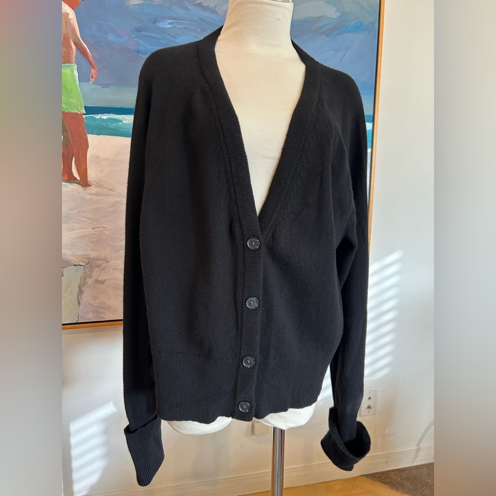GAP Black V-Neck Button Cardigan